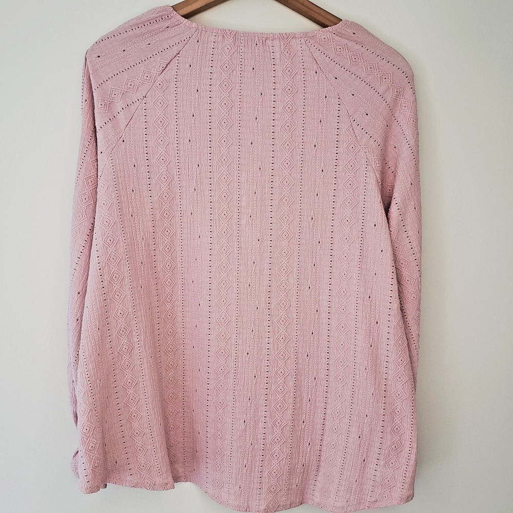 Frye Peasant Top Sz‎ XXL Dusty Pink Aztec Textured  Boho Prairie Southwest - Picture 2 of 9